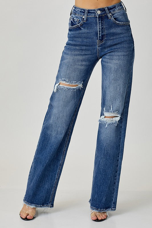 LANEY PLUS SIZE HIGH RISE RIPPED WIDE LEG JEANS PLUS SIZE