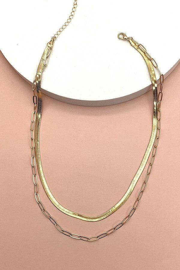 DOUBLE SNAKE & LINK CHAIN NECKLACE