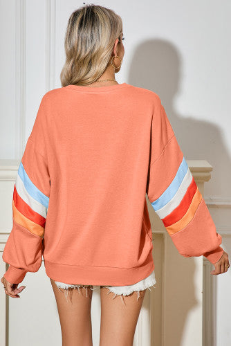 Flamingo Patchwork Drop Sleeve Loose Sweatshirt