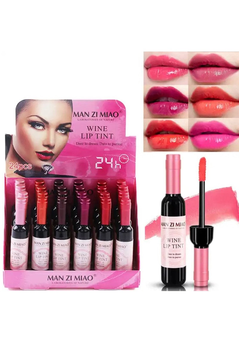 24 HOUR WINE LIP TINT - 6 COLORS x 4 PCS