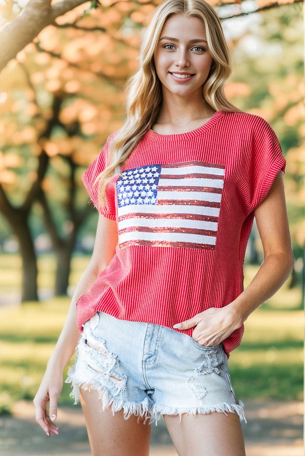 STARS & STRIPES URBAN RIBBED TOP