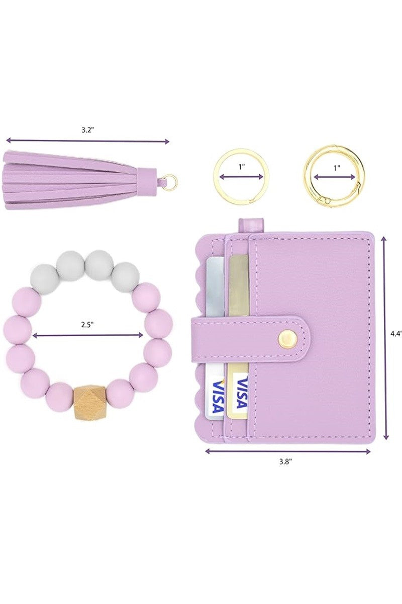 BEADED BRACELET KEYCHAIN CARD HOLDER WALLET