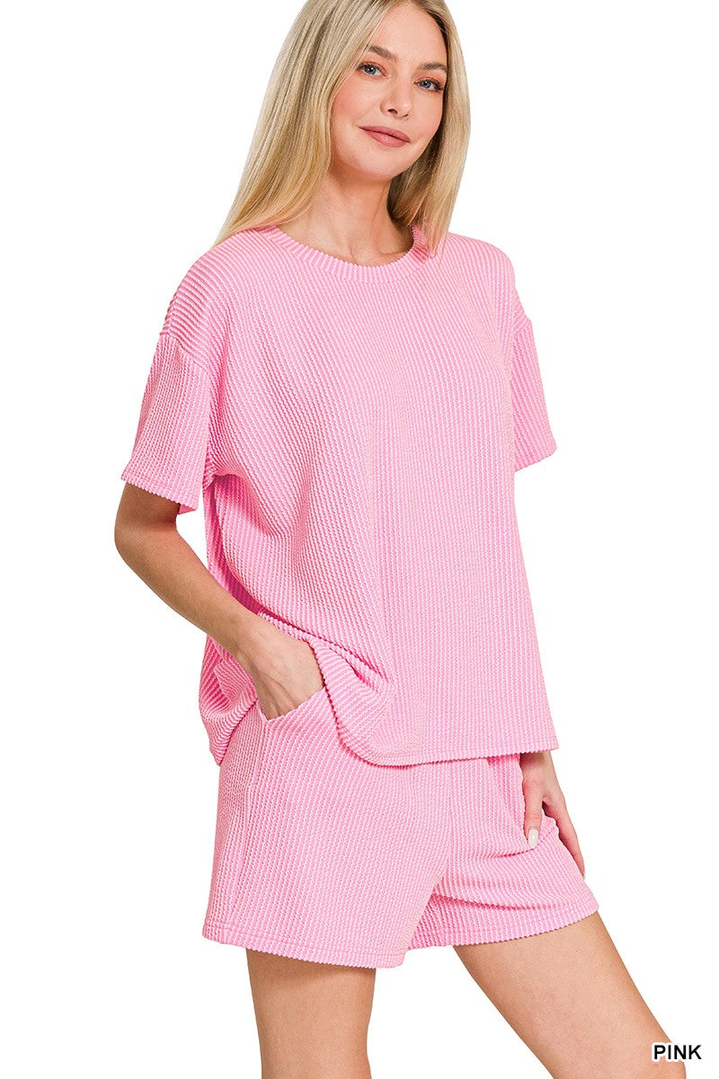 INFECTIOUS COMFORTCORDED RIB SHORT SLEEVE TEE & SHORT PANTS SET