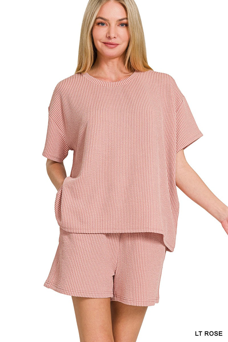 CORDED RIB SHORT SLEEVE TEE & SHORT PANTS SET
