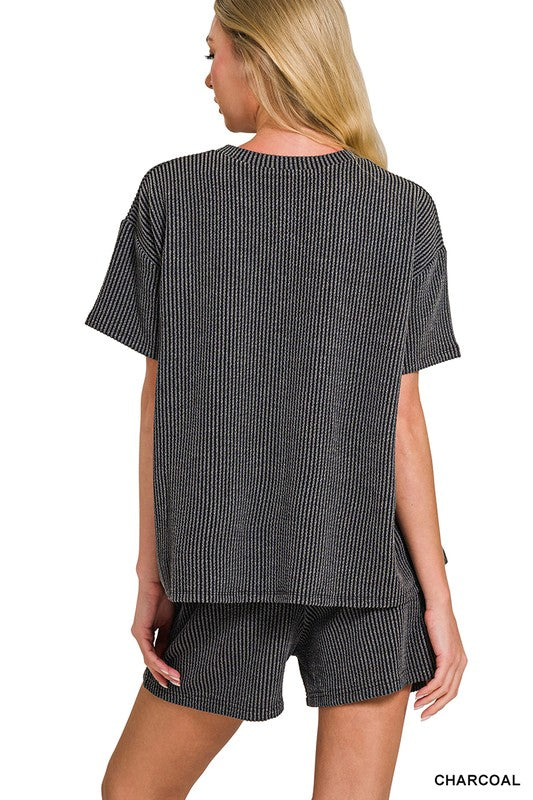 CORDED RIB SHORT SLEEVE TEE & SHORT PANTS SET