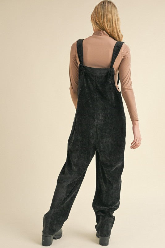 Velvet Baggy V-neck Jumpsuit