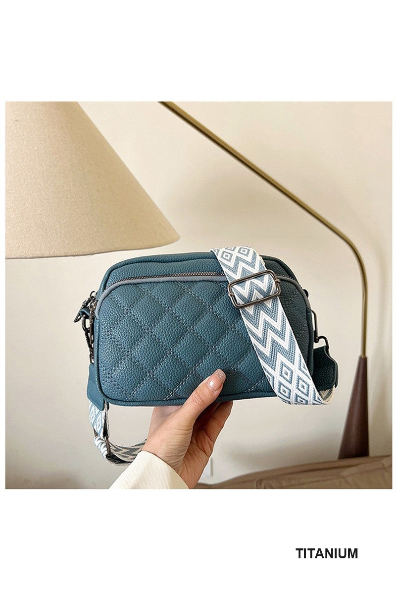 Quilted Vegan Leather Crossbody Camera Bag