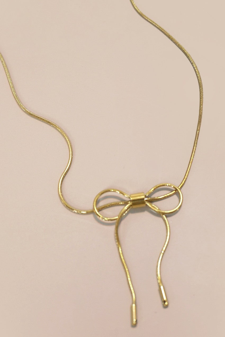18K STAINLESS STEEL TARNISH FREE BOW NECKLACE