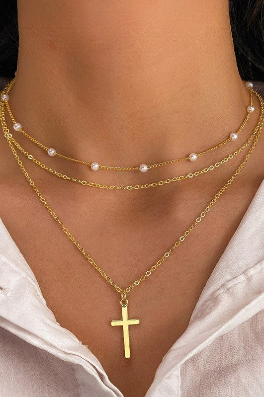 18K STAINLESS STEEL TARNISH FREE CROSS NECKLACE