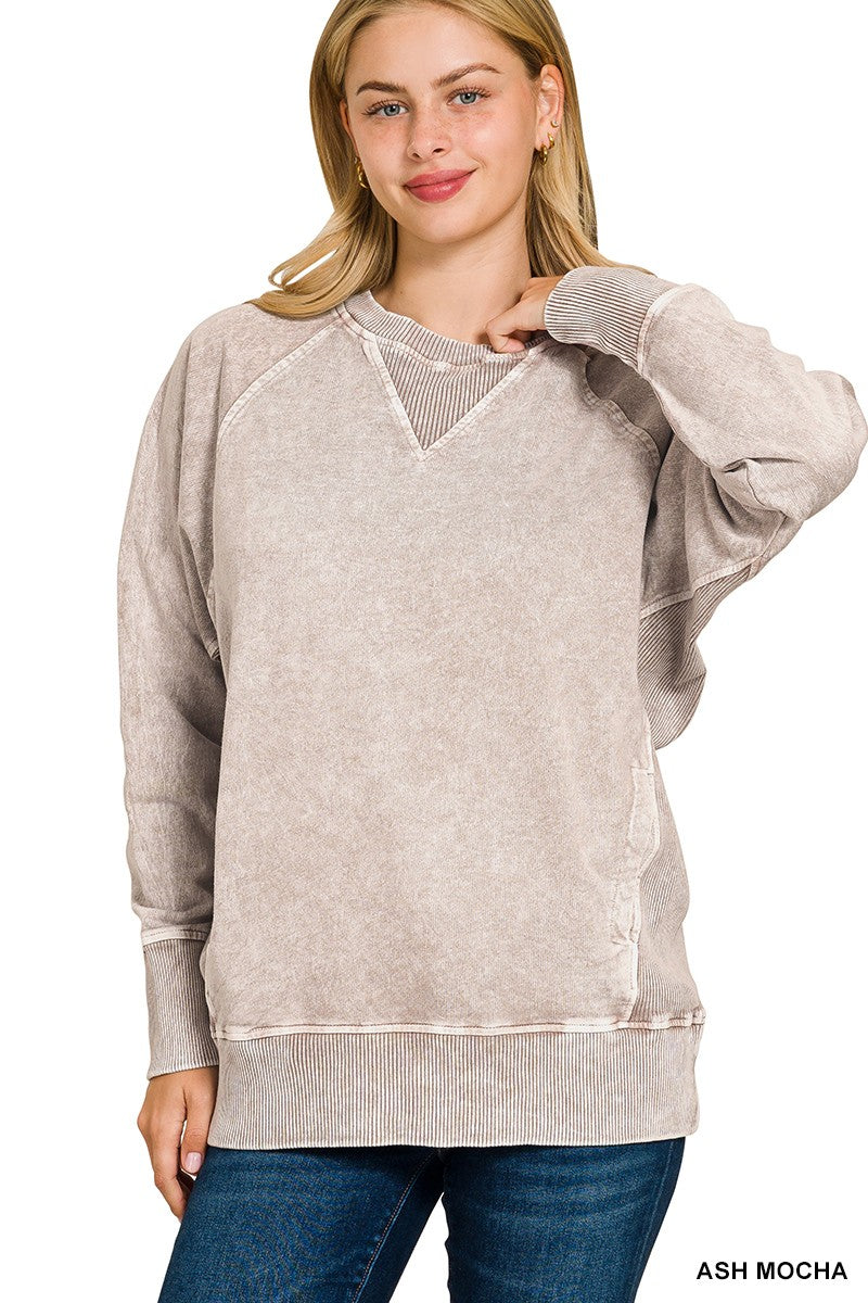 Halo Snow Washed French Terry Round Neck Pullover