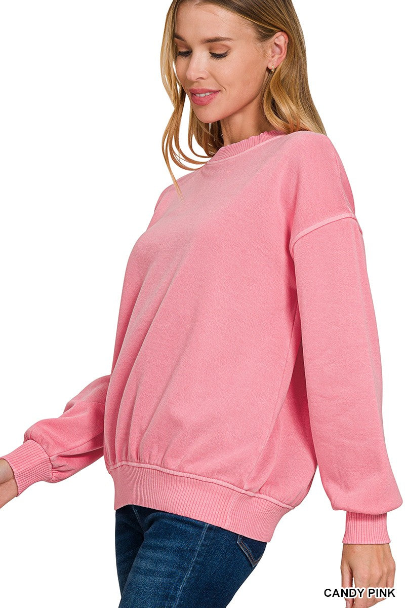 CANDY PIGMENT DYE FLEECE OVERSIZED PULLOVER