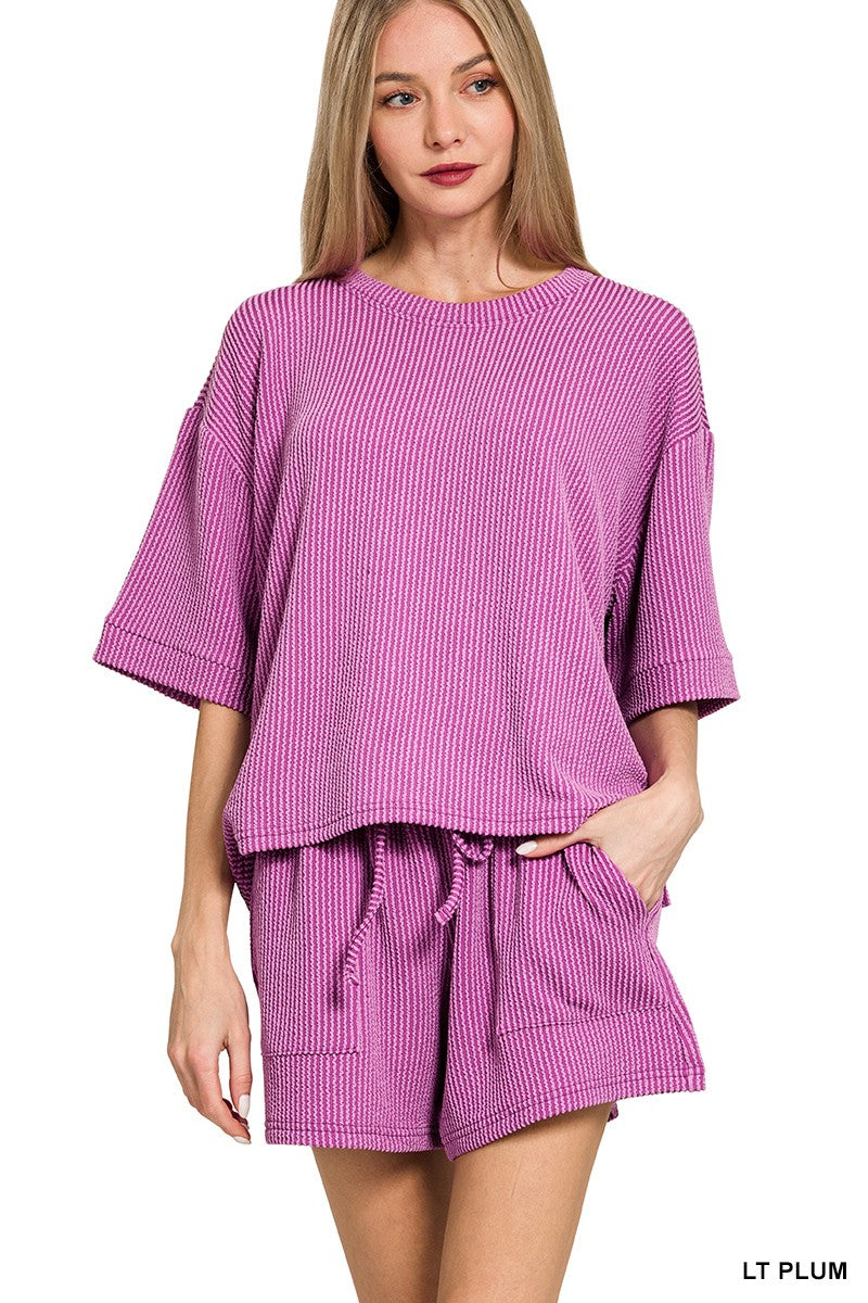 Raised Rib Short Sleeve Tee & Short Pants Set