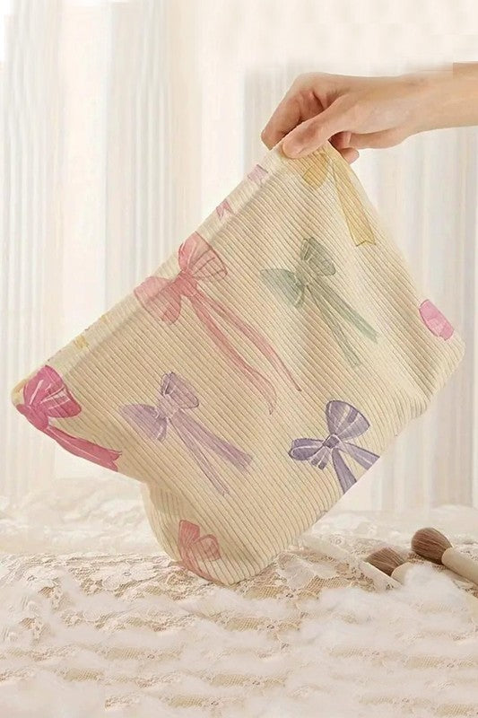 Bowknot Pattern Makeup Cosmetic Clutch Bag