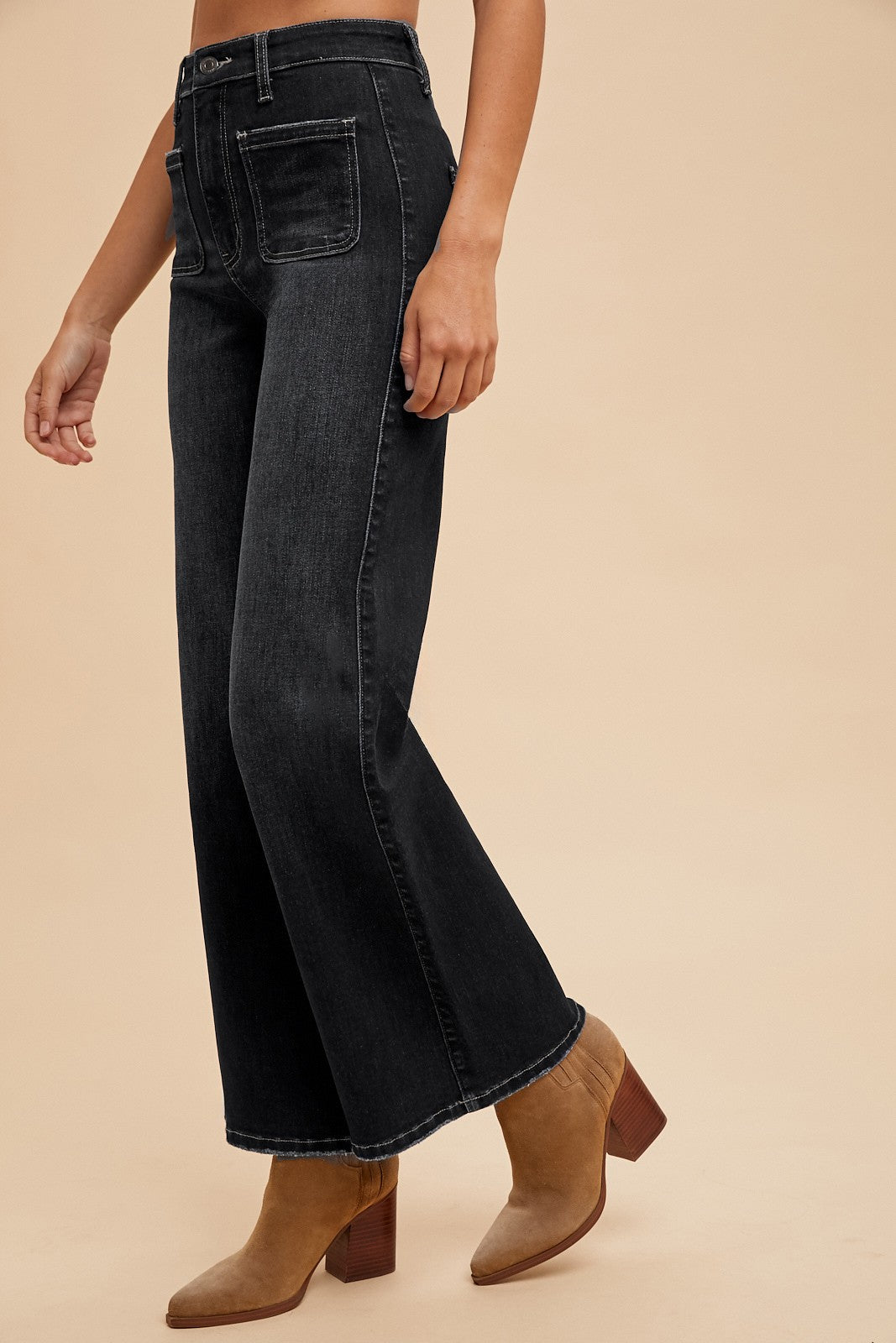 Stretch Front Two Pocket High Rise Flare Jean