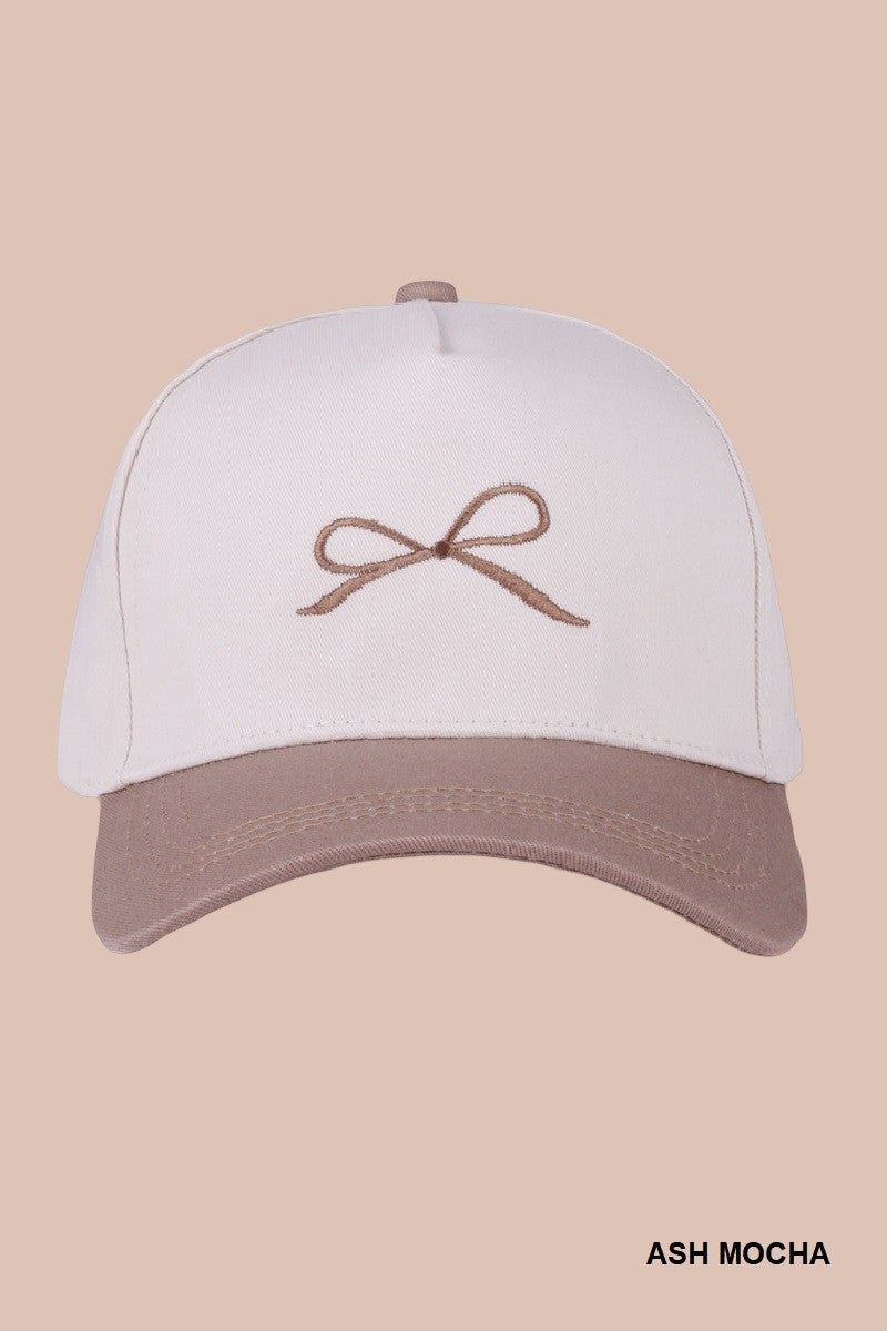 Coquette Bow Two-tone Canvas Cotton Cap