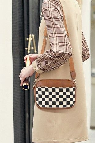 Checkered Crossbody Camera Bag