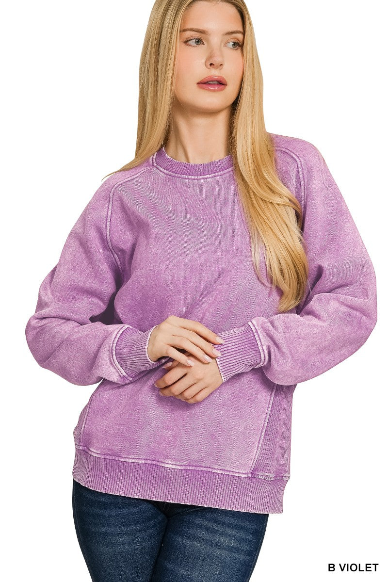 Acid Washed Fleece Sweatshirts Side Rib