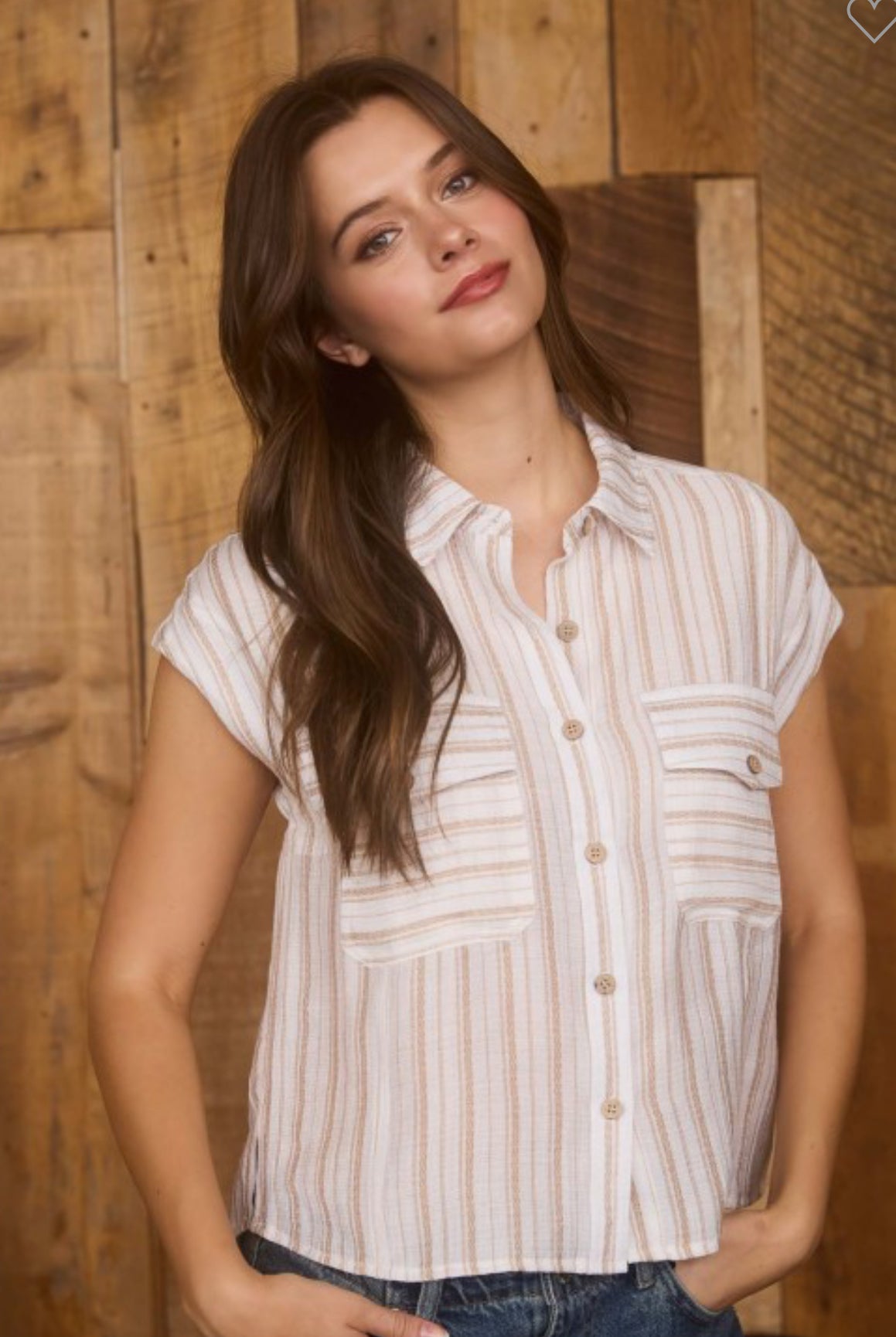 Striped Sleeveless Button Down