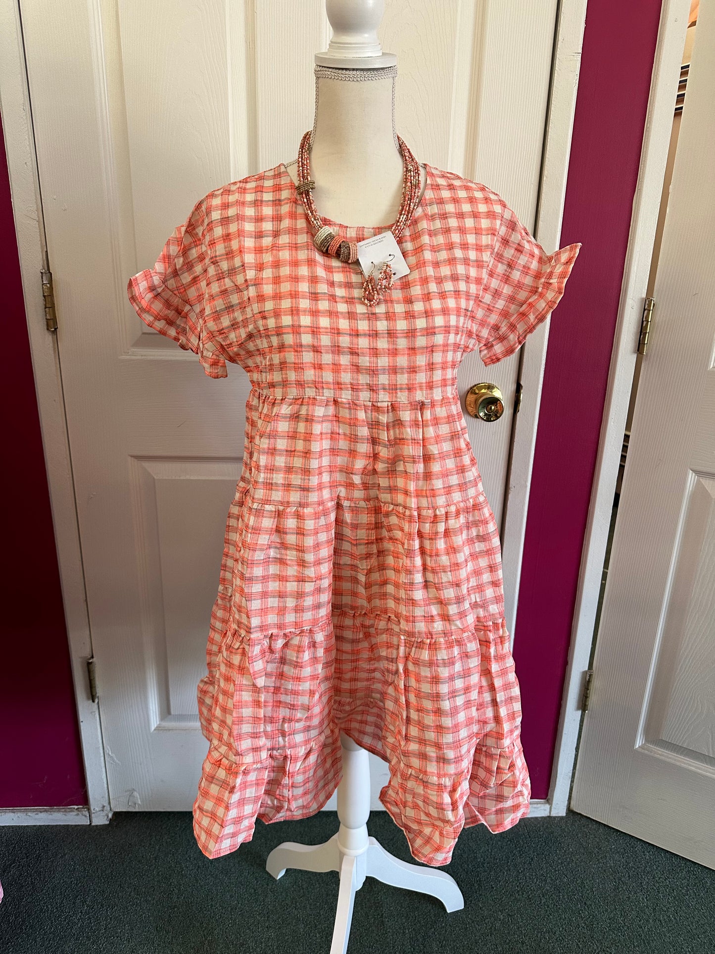 Hilary Tiered Coral Spring Dress
