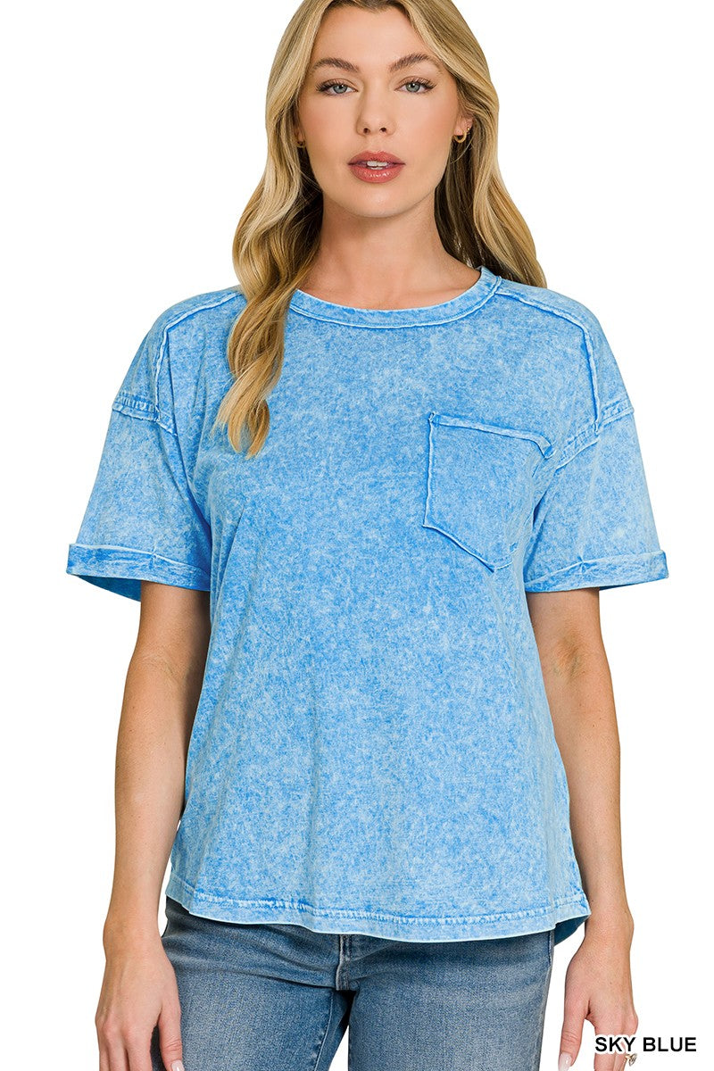 SKY BLUE Halo Washed Relaxed Fit Tee