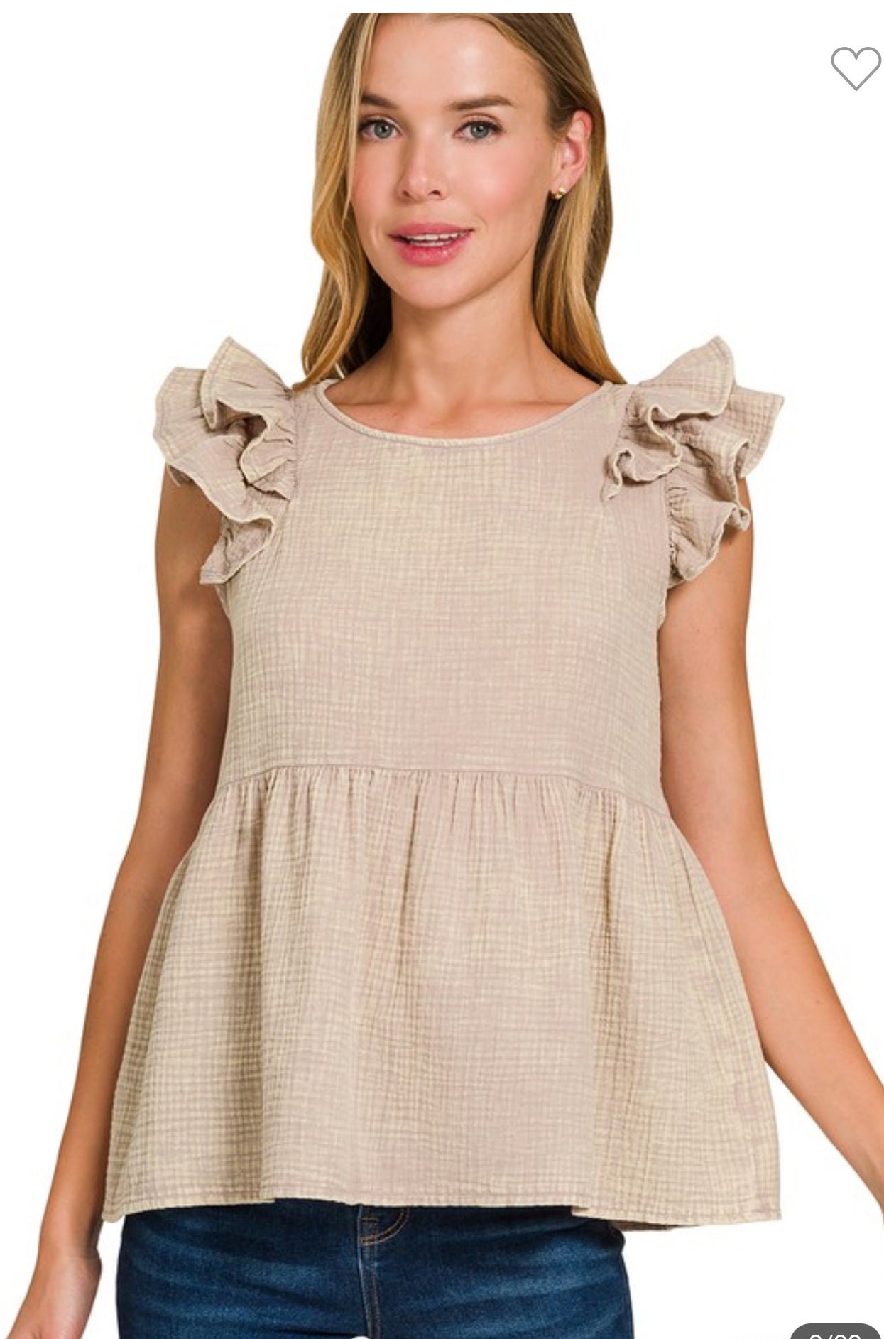 Double Gauze Acid Washed Tiered Ruffle Peplum