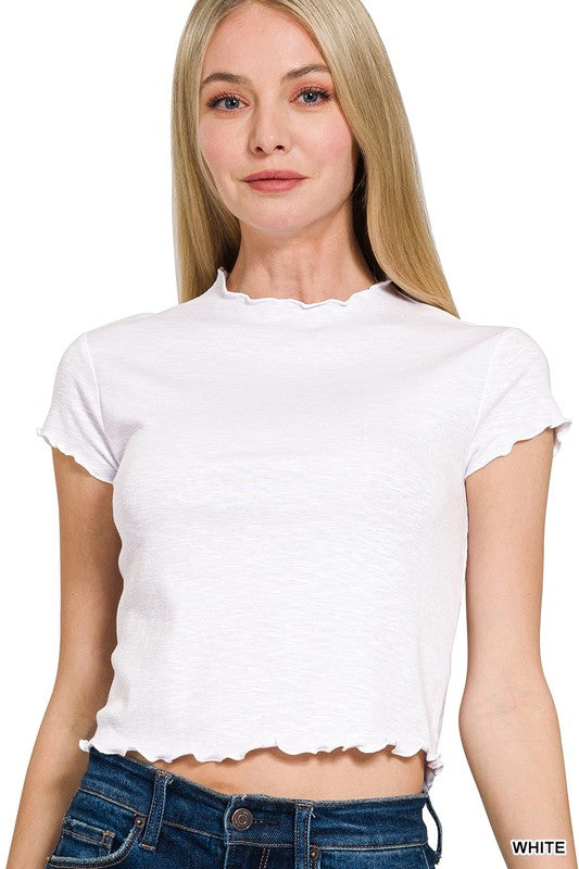 MODAL LETTUCE TRIM CROP TEE