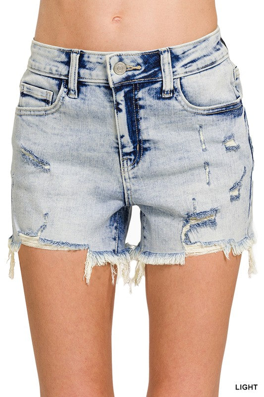 MAGGIE ACID WASH DISTRESSED SHORTS