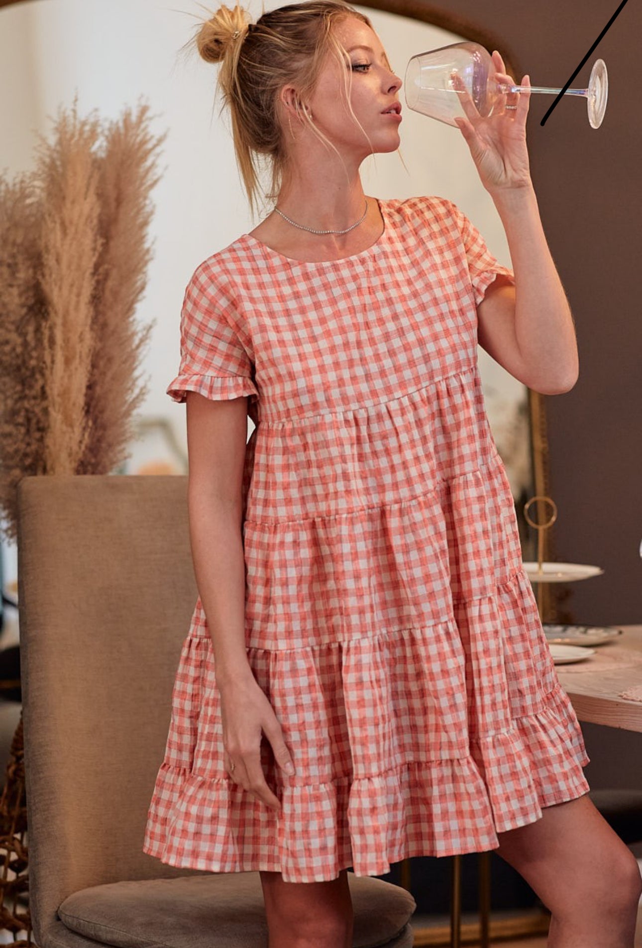 Hilary Tiered Coral Spring Dress