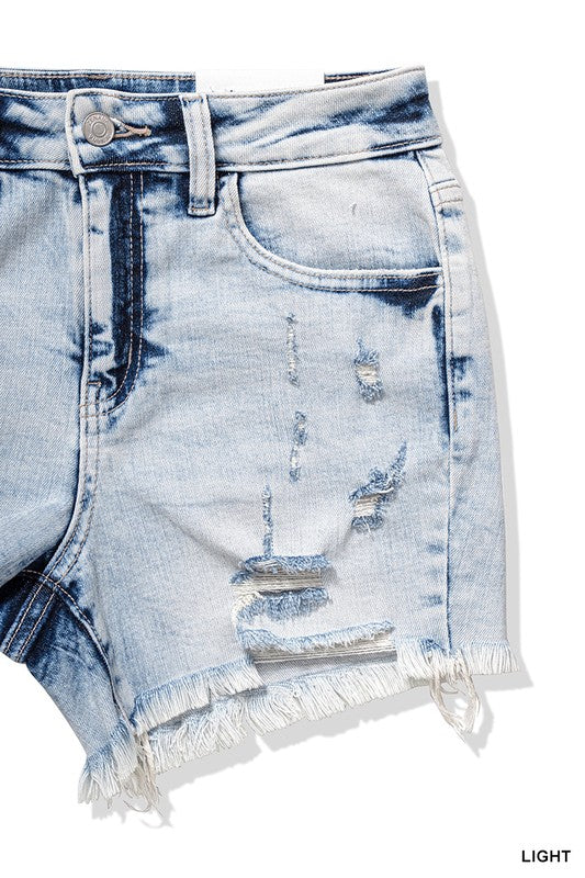 MAGGIE ACID WASH DISTRESSED SHORTS