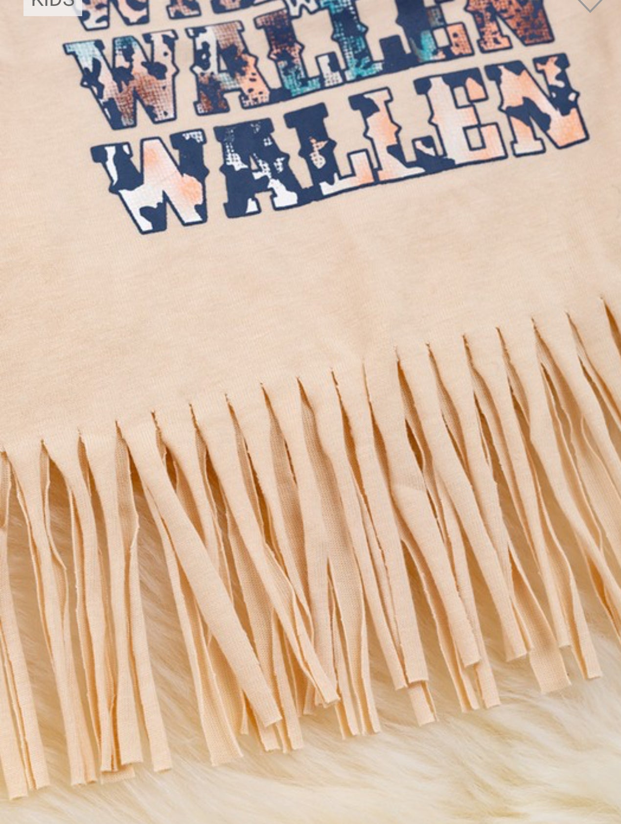 Wallen Cream Graphic Tee With Fringe