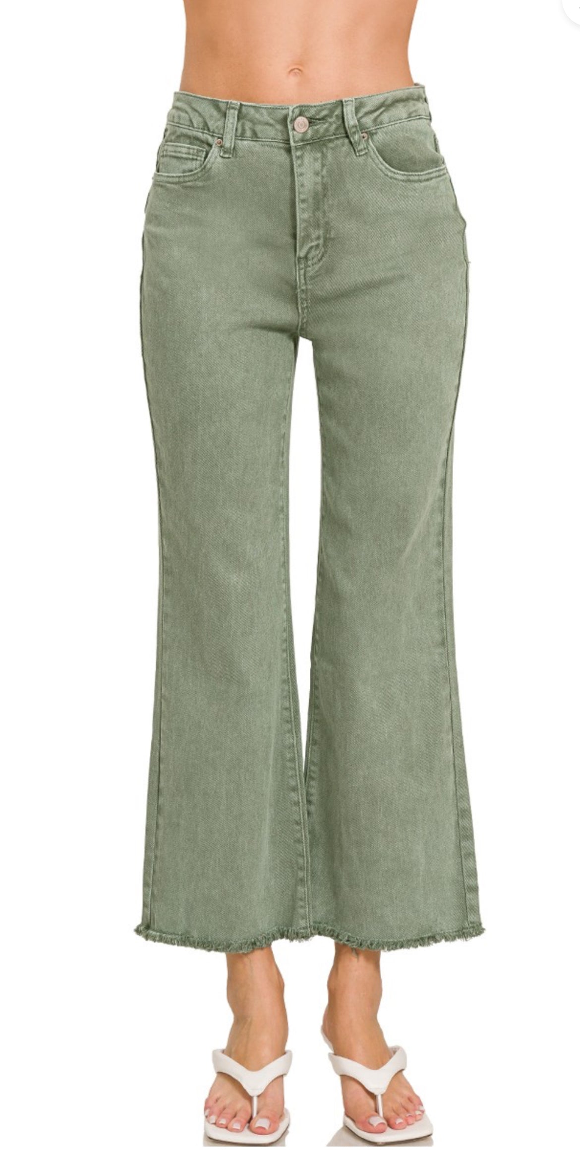 Millie High Waisted Frayed Hem Cropped Pants