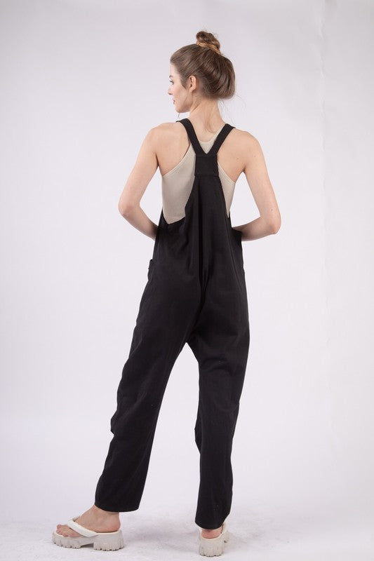KICK BACK Casual Loose Fit Solid Knit Baggy Jumpsuit