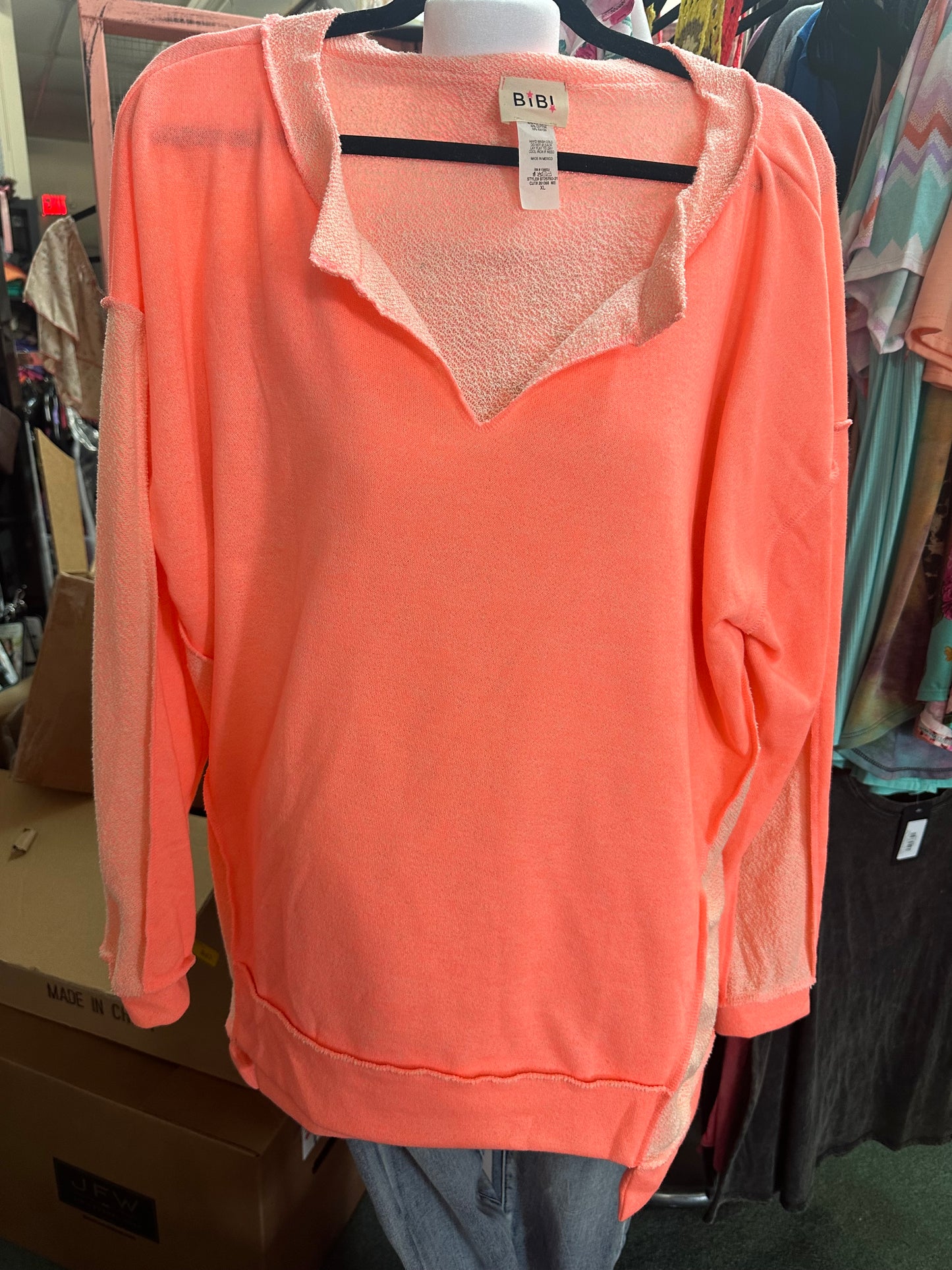 2 Tone Terry V -Neck Top