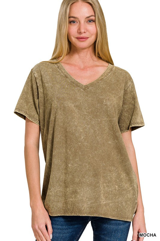 LOLA ACID WASH V-Neck top