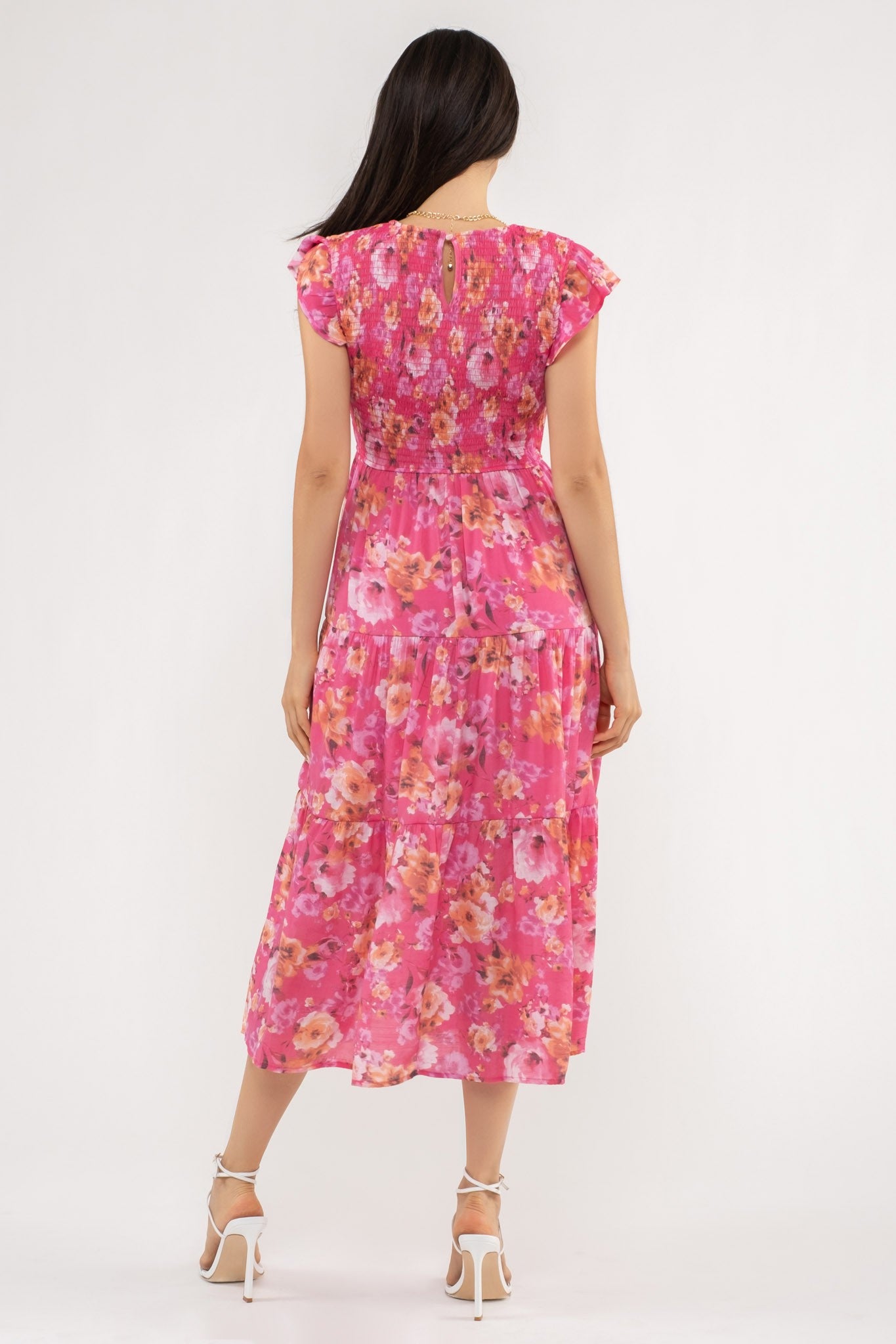Fuchsia Floral Smocked Dress