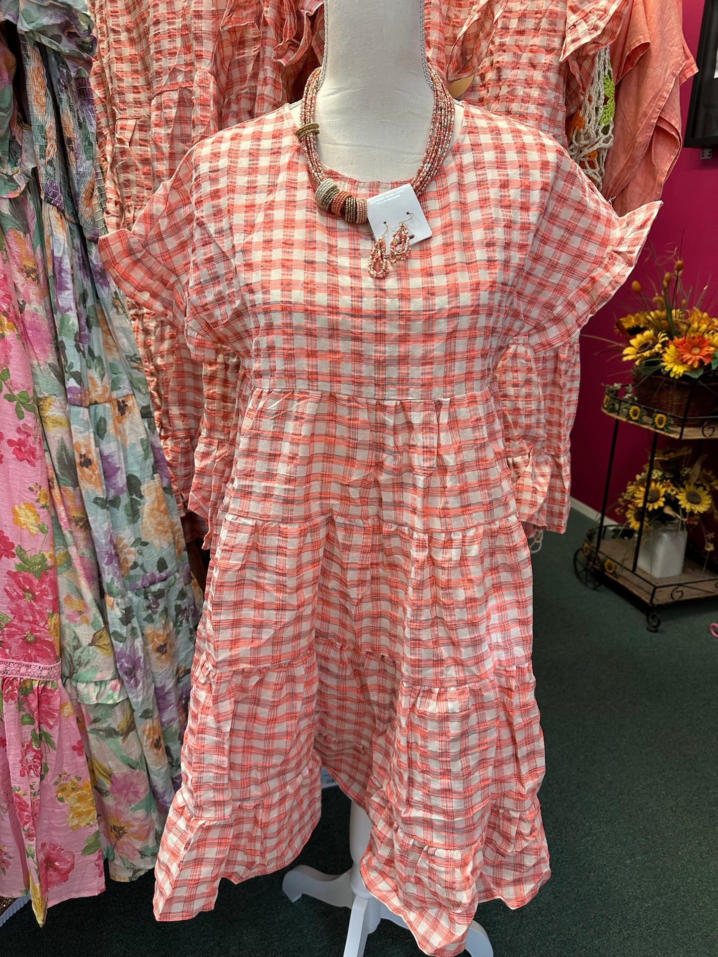 Hilary Tiered Coral Spring Dress