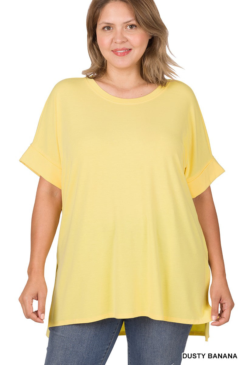 Jazza Rolled HEM TOP PLUS SIZE
