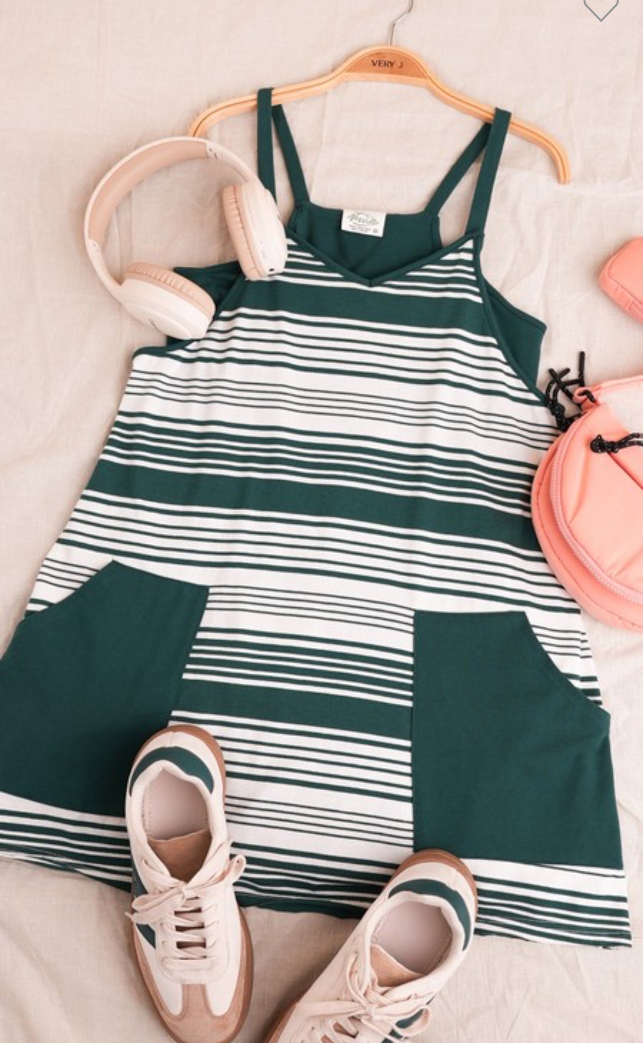 Comfy Striped Knit Mini Dress W/ Short