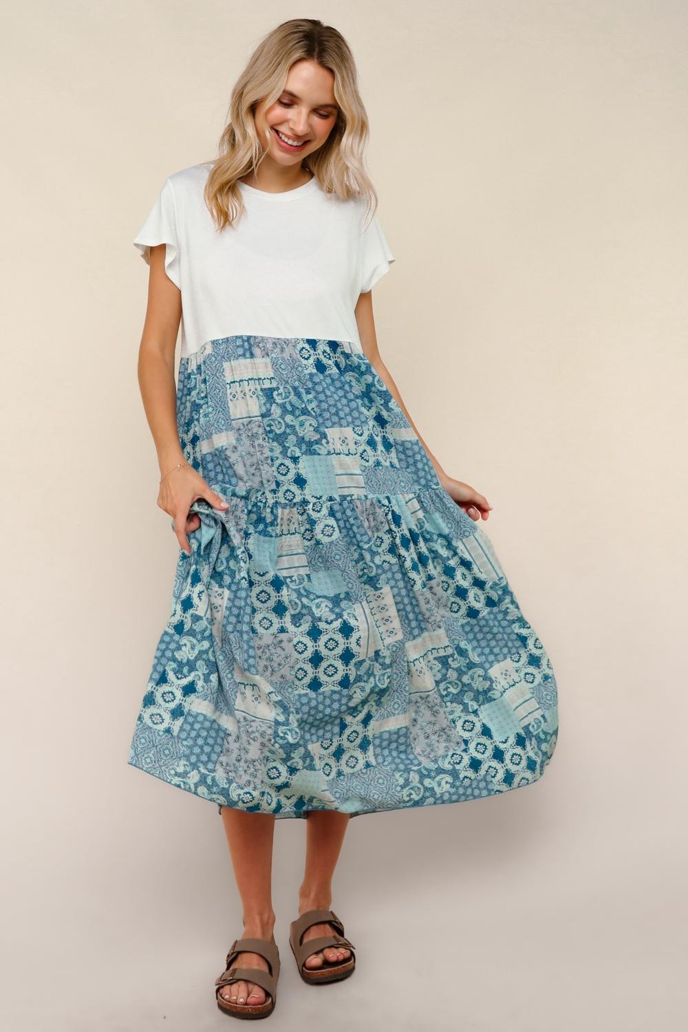 Bohemian Patchwork Print Twofer Dress