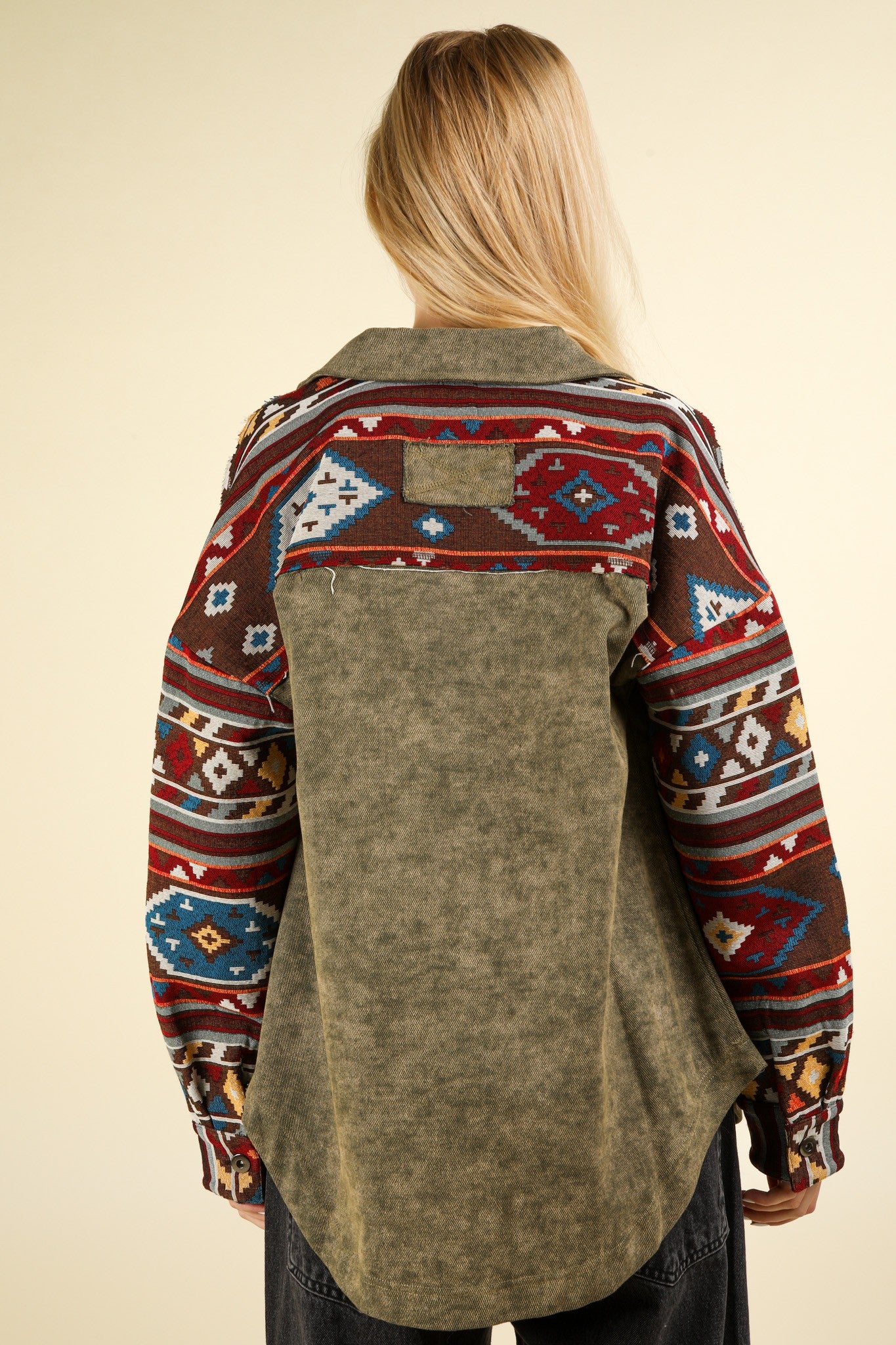 Aztec Graphic Oversized Button Down Shacket Jacket