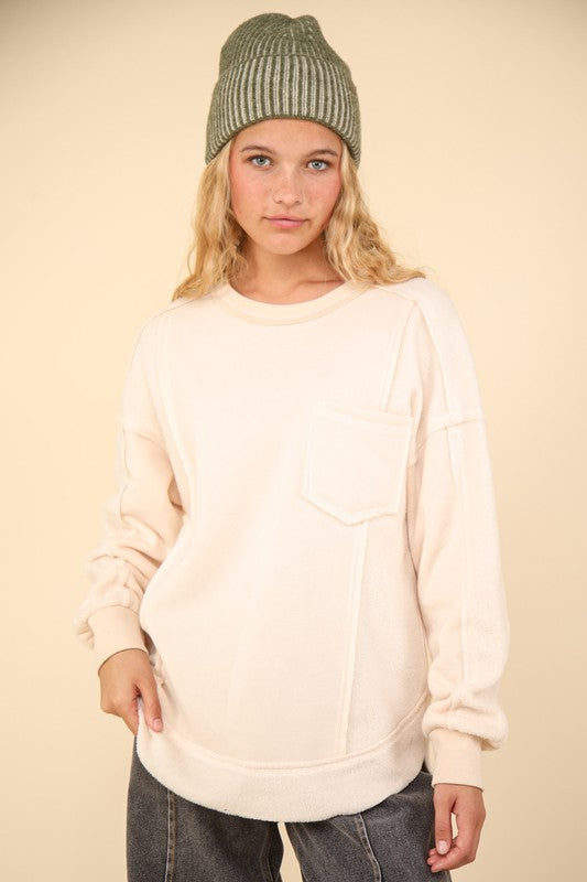 Contrast French Terry Oversized Top