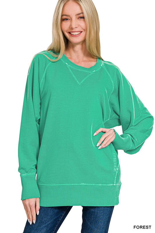 Pigment Dyed French Terry Pullover With Pockets