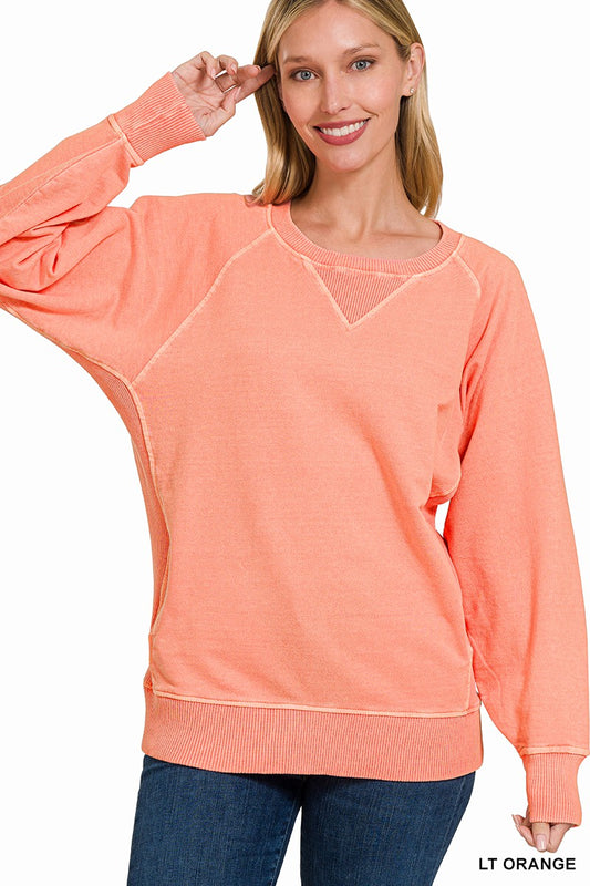 SPRING PIGMENT DYED FRENCH TERRY PULLOVER WITH POCKETS