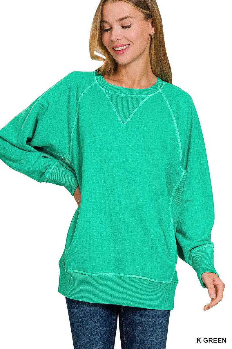 Pigment Dyed French Terry Pullover With Pockets
