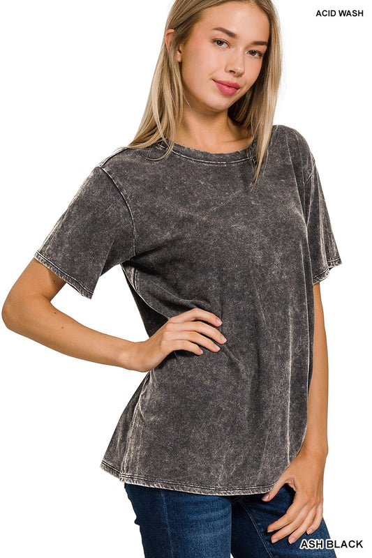 ASH BLACK Washed Short Sleeve Top