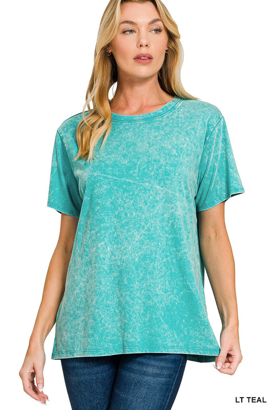 TEAL Washed Short Sleeve Top