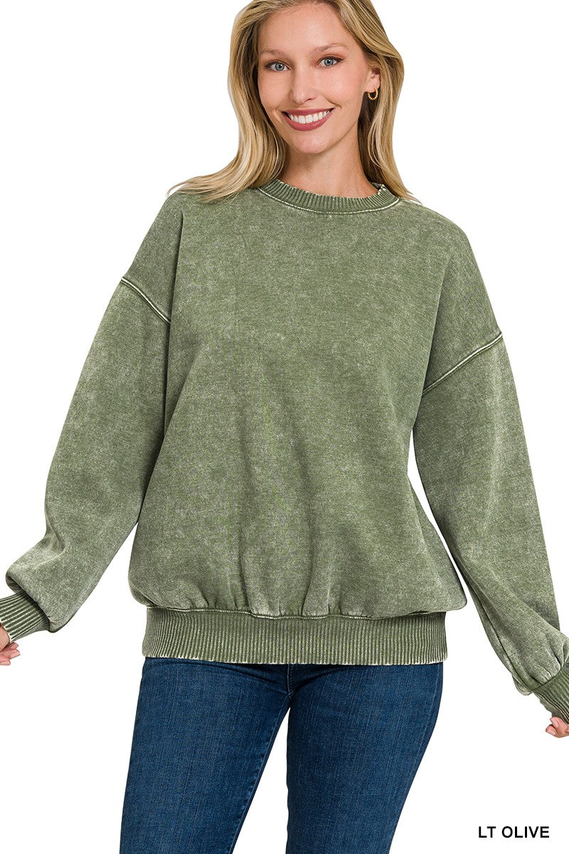 ACID WASH FLEECE OVERSIZED PULLOVER