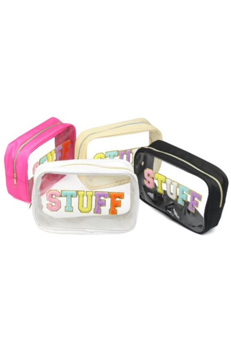 STUFF LETTER CLEAR COSMETIC BAG