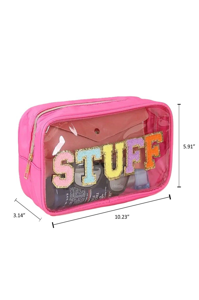 STUFF LETTER CLEAR COSMETIC BAG