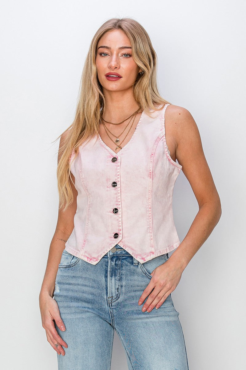 PINK DELIGHT DENIM STREATCH VEST